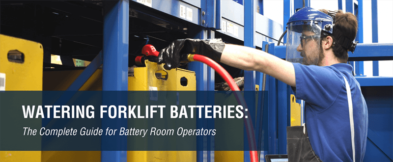 Forklift battery watering system