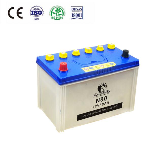 12V 80ah Dry charged Automotive Starter battery